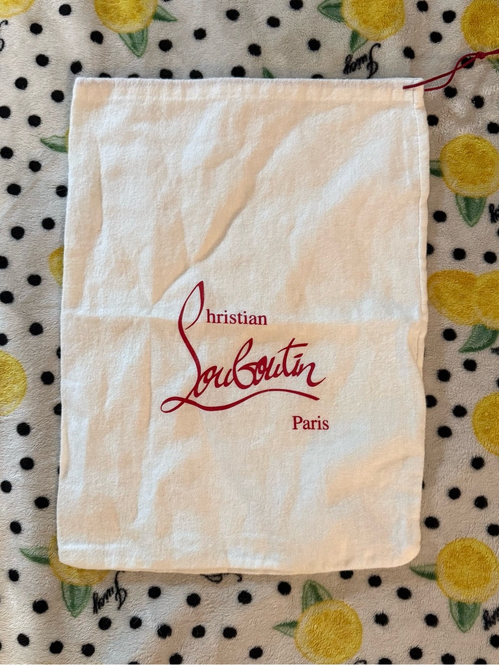 Christian Louboutin White Dust Pouch with Red Logo